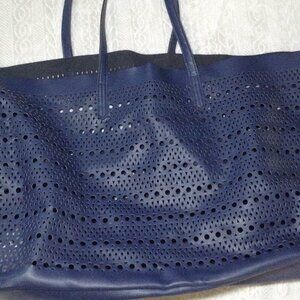Saks Fifth Ave; NWOT perforated Tote, Faux Leather, Large, Stylish, Contemporary